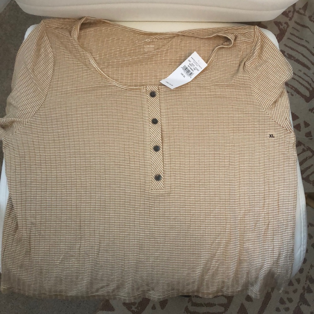 Striped short sleeve Henley shirt. Brand new!